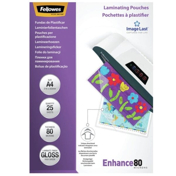 BOLSAS PLASTIFIC.FELLOWES 80MIC A4/25