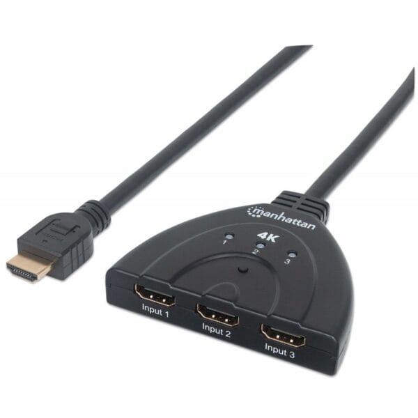 HUB SPLITTER 3XHDMI INP (F) PARA 1xHDMI OUT (F) 4K@60Hz MANHATTAN