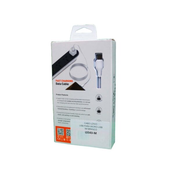 CABO LDNIO USB PARA MICRO-USB 3M BRANCO